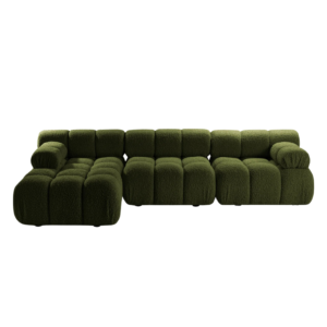 Coltar modular 4 locuri verde din tesatura boucle Bellis Left