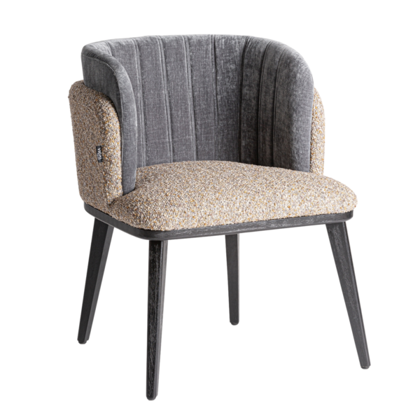 Scaun dining multicolor din lemn si tesatura Meda