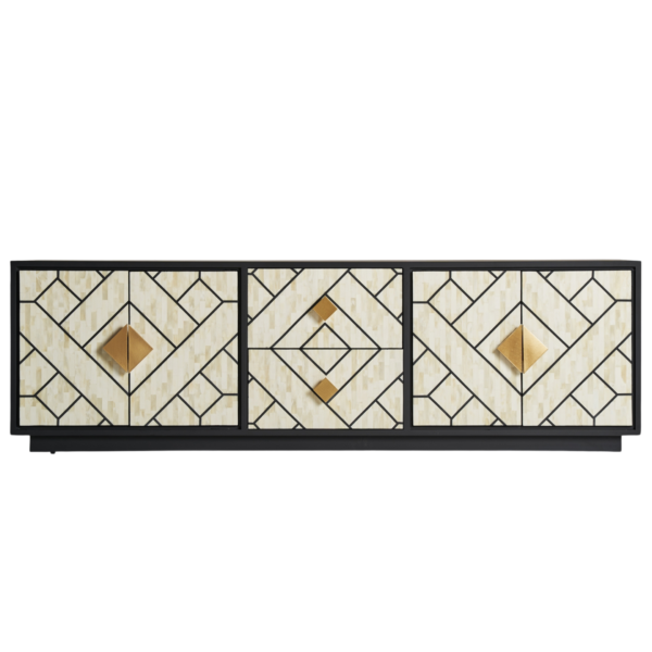 Comoda TV bej/neagra din MDF si os Charmes