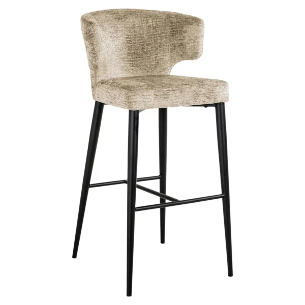 Scaun de bar bej din tesatura texturata h103 Taylor