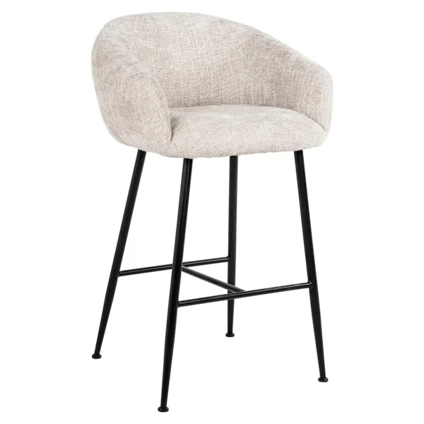 Scaun de bar bej deschis din tesatura texturata Avanti