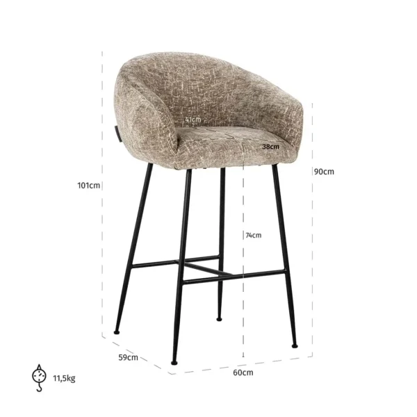 Scaun de bar maro din tesatura texturata Avanti - imagine 8