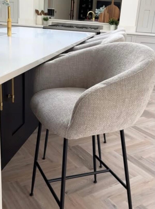 Scaun de bar bej deschis din tesatura texturata Avanti - imagine 2