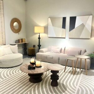 Masa laterala maro din lemn de mango si marmura Vrads