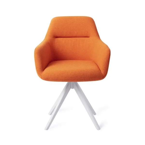 Set 2 scaune dining rotative din tesatura portocaliu/alb Kinko