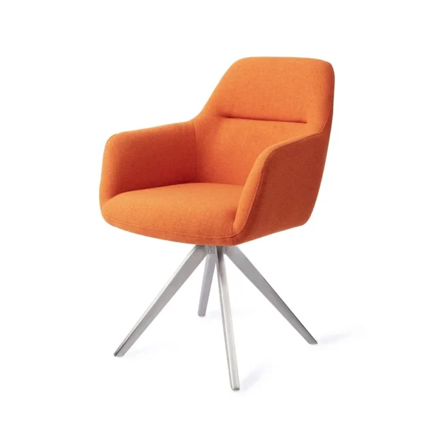 Set 2 scaune dining rotative din tesatura portocaliu/argintiu Kinko - imagine 2