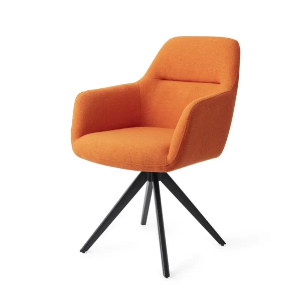 Set 2 scaune dining rotative din tesatura portocaliu/negru Kinko - imagine 2
