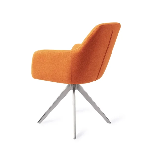 Set 2 scaune dining rotative din tesatura portocaliu/argintiu Kinko - imagine 4