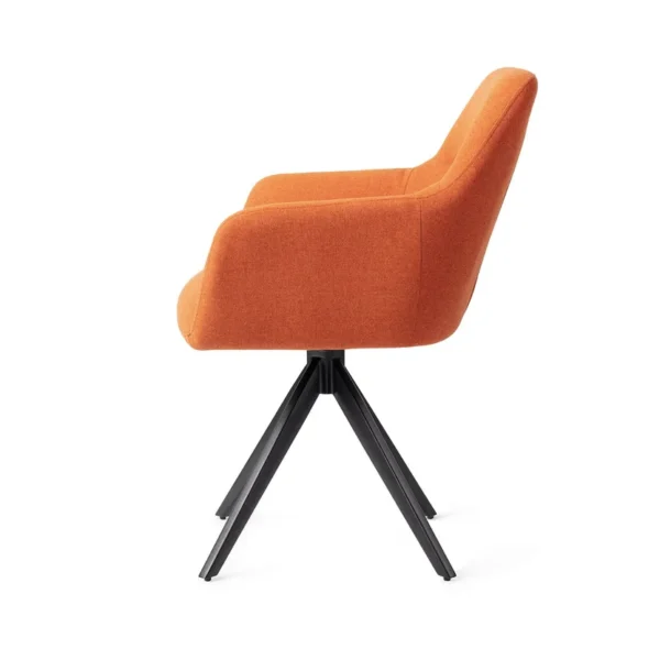 Set 2 scaune dining rotative din tesatura portocaliu/negru Kinko - imagine 3