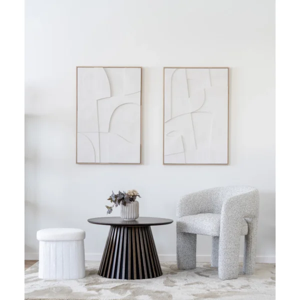 Scaun dining alb/gri din tesatura boucle Monroe - imagine 2