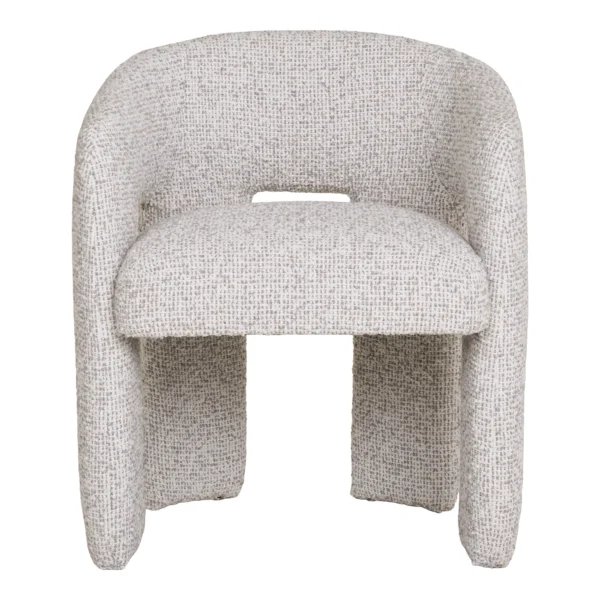 Scaun dining alb/gri din tesatura boucle Monroe - imagine 4