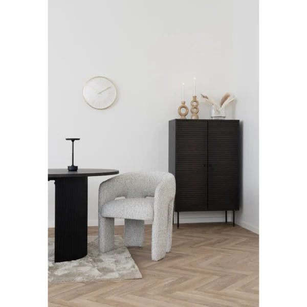 Scaun dining alb/gri din tesatura boucle Monroe - imagine 8