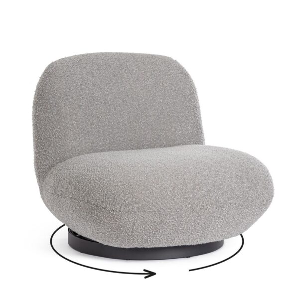 Fotoliu rotativ gri din tesatura boucle Margot - imagine 3