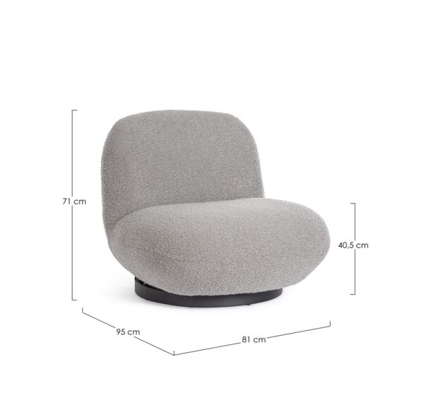 Fotoliu rotativ gri din tesatura boucle Margot - imagine 10
