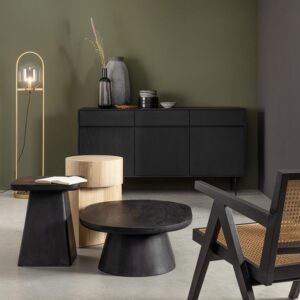 Set 2 mese de cafea negre din lemn de mango Fuji