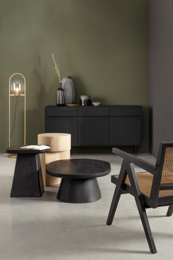 Set 2 mese de cafea negre din lemn de mango Fuji - imagine 2