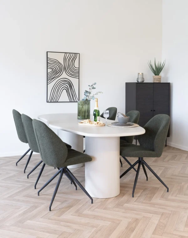 Masa dining bej alb din MDF Maranola - imagine 2
