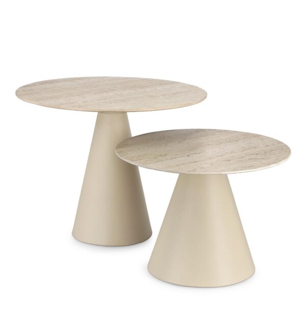 Set 2 mese de cafea bej din metal si ceramica Hardy