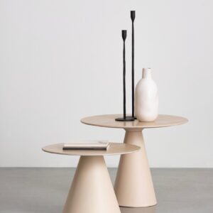 Set 2 mese de cafea bej din metal si ceramica Hardy