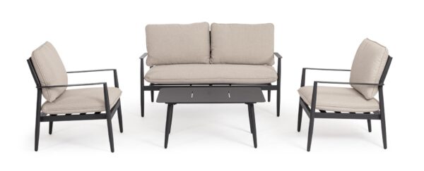 Set mobilier de exterior negru antracit/bej din aluminiu si tesatura Nebula - imagine 5