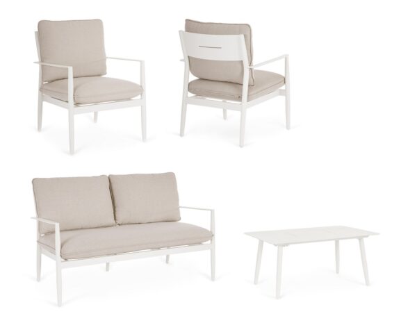Set mobilier de exterior alb/bej din aluminiu si tesatura Nebula - imagine 3