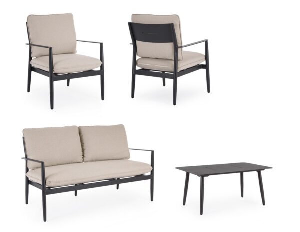 Set mobilier de exterior negru antracit/bej din aluminiu si tesatura Nebula - imagine 3