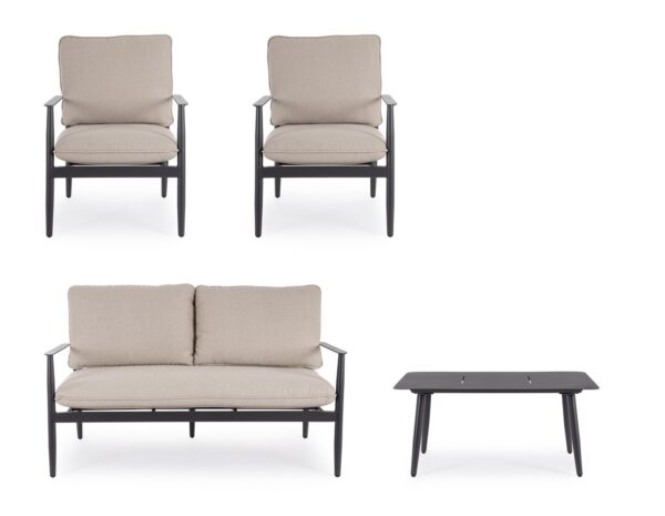 Set mobilier de exterior negru antracit/bej din aluminiu si tesatura Nebula - imagine 6