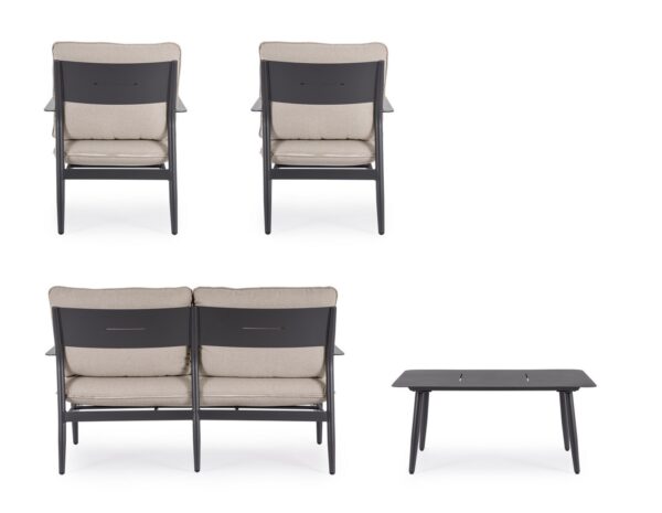 Set mobilier de exterior negru antracit/bej din aluminiu si tesatura Nebula - imagine 7