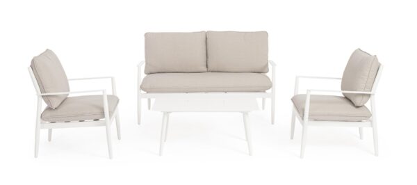 Set mobilier de exterior alb/bej din aluminiu si tesatura Nebula - imagine 2