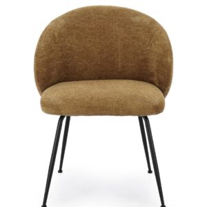 Set 2 scaune dining mustar din tesatura chenille Geisen