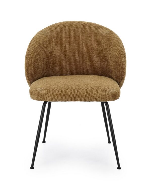 Set 2 scaune dining mustar din tesatura chenille Geisen - imagine 2