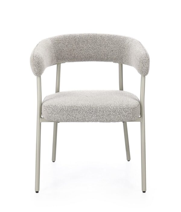 Set 2 scaune dining gri deschis/gri din tesatura boucle Giaele - imagine 2