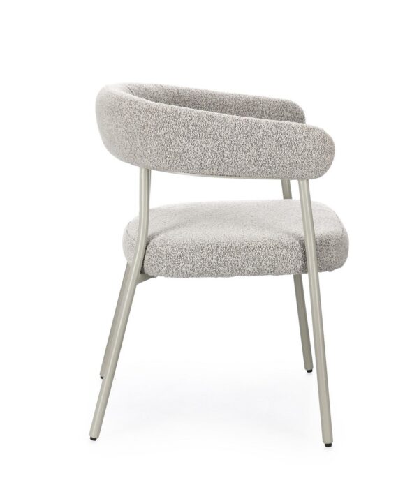 Set 2 scaune dining gri deschis/gri din tesatura boucle Giaele - imagine 3