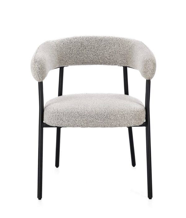 Set 2 scaune dining gri deschis/negru din tesatura boucle Giaele - imagine 2