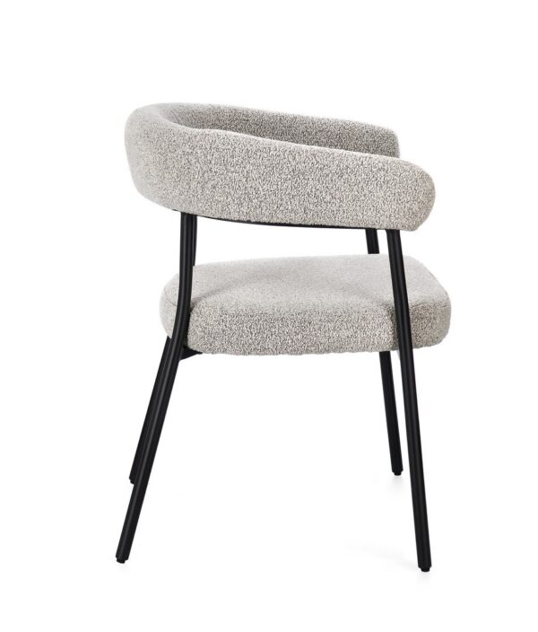 Set 2 scaune dining gri deschis/negru din tesatura boucle Giaele - imagine 3