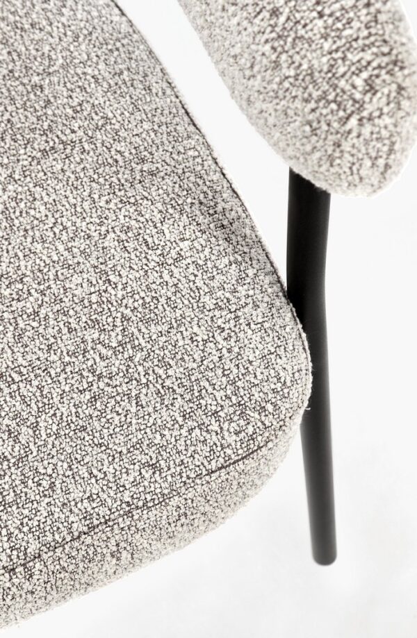 Set 2 scaune dining gri deschis/negru din tesatura boucle Giaele - imagine 7
