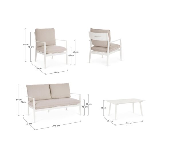 Set mobilier de exterior alb/bej din aluminiu si tesatura Nebula - imagine 4