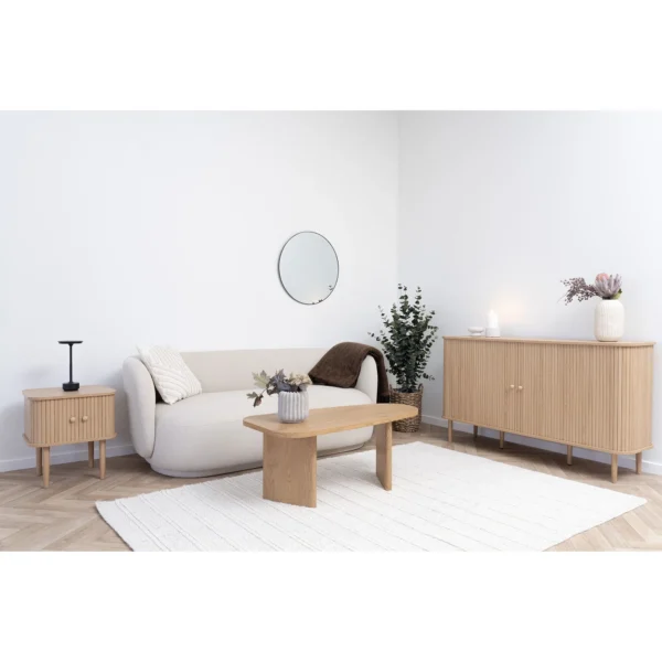 Bufet inferior bej natur din MDF si lemn Nikko - imagine 2