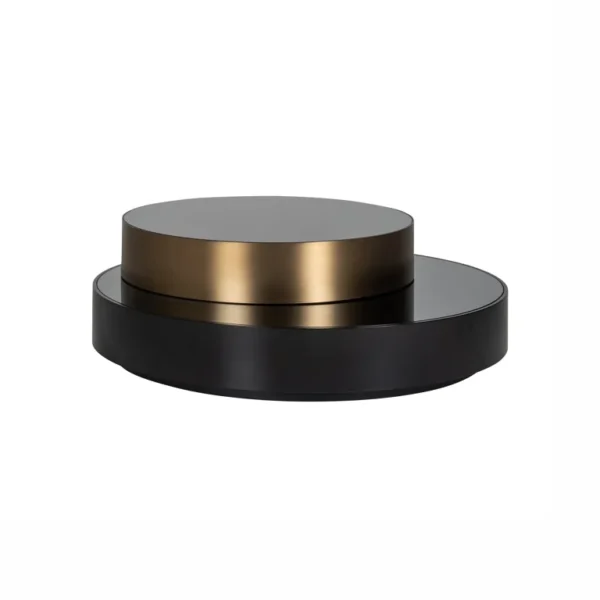 Masa de cafea neagra/aramie din MDF, inox si oglinda Slice - imagine 3