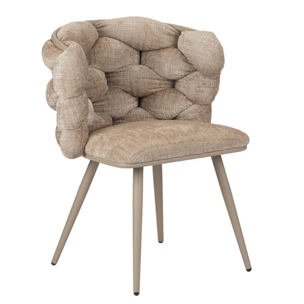 Set 2 scaune dining bej din tesatura plusata Rock