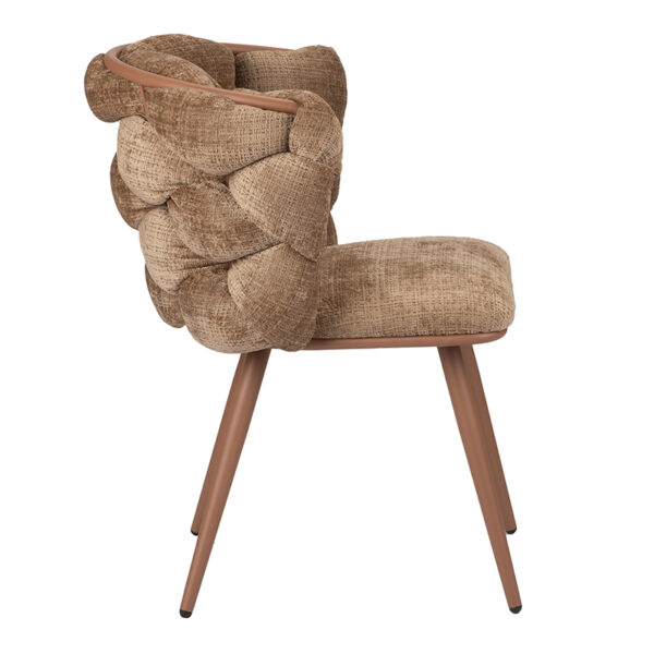 Set 2 scaune dining maro caramel din tesatura plusata Rock - imagine 2