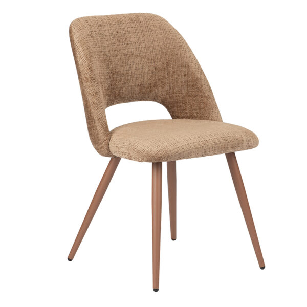 Set 2 scaune dining maro caramel din tesatura chenille Arch