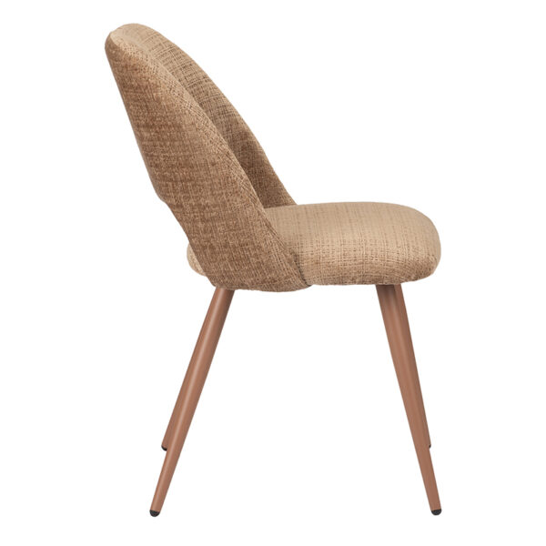 Set 2 scaune dining maro caramel din tesatura chenille Arch - imagine 2