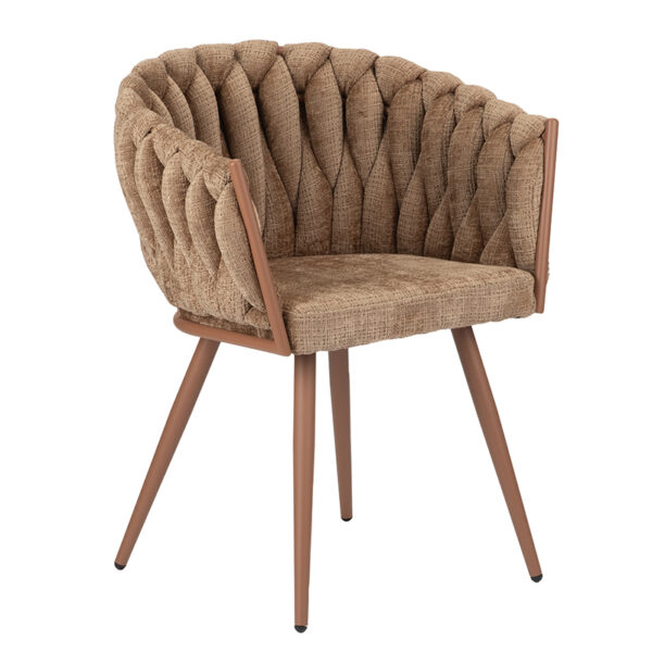 Set 2 scaune dining maro caramel din tesatura Larissa