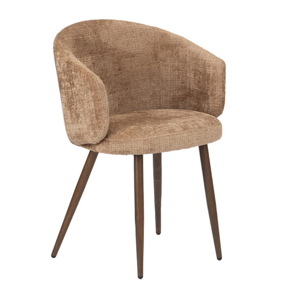 Set 2 scaune dining maro caramel din tesatura chenille Luna