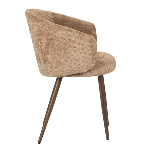 Set 2 scaune dining maro caramel din tesatura chenille Luna - imagine 2