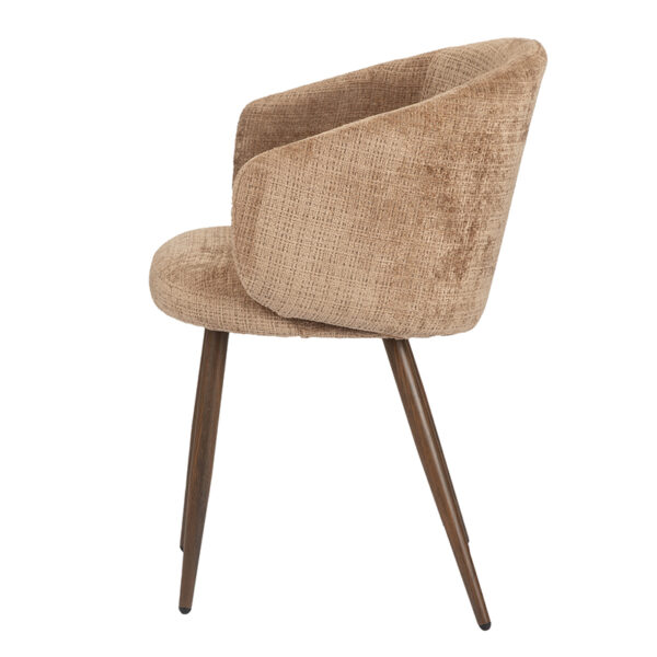 Set 2 scaune dining maro caramel din tesatura chenille Luna - imagine 4