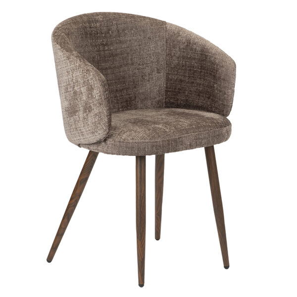Set 2 scaune dining maro gri din tesatura chenille Luna