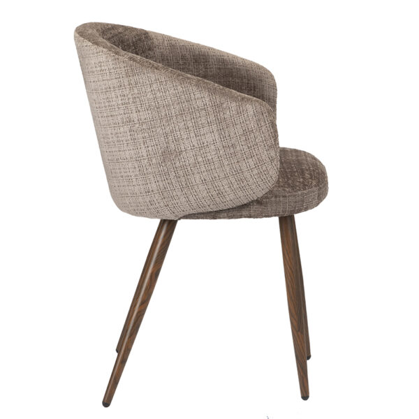 Set 2 scaune dining maro gri din tesatura chenille Luna - imagine 2
