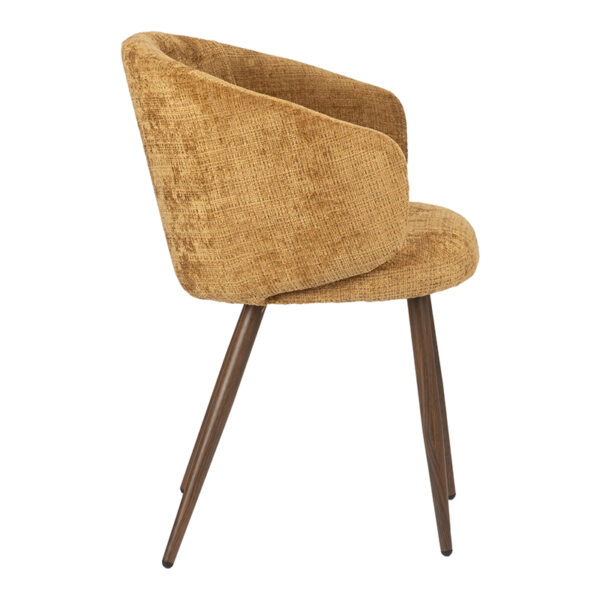 Set 2 scaune dining galben mustar din tesatura chenille Luna - imagine 2